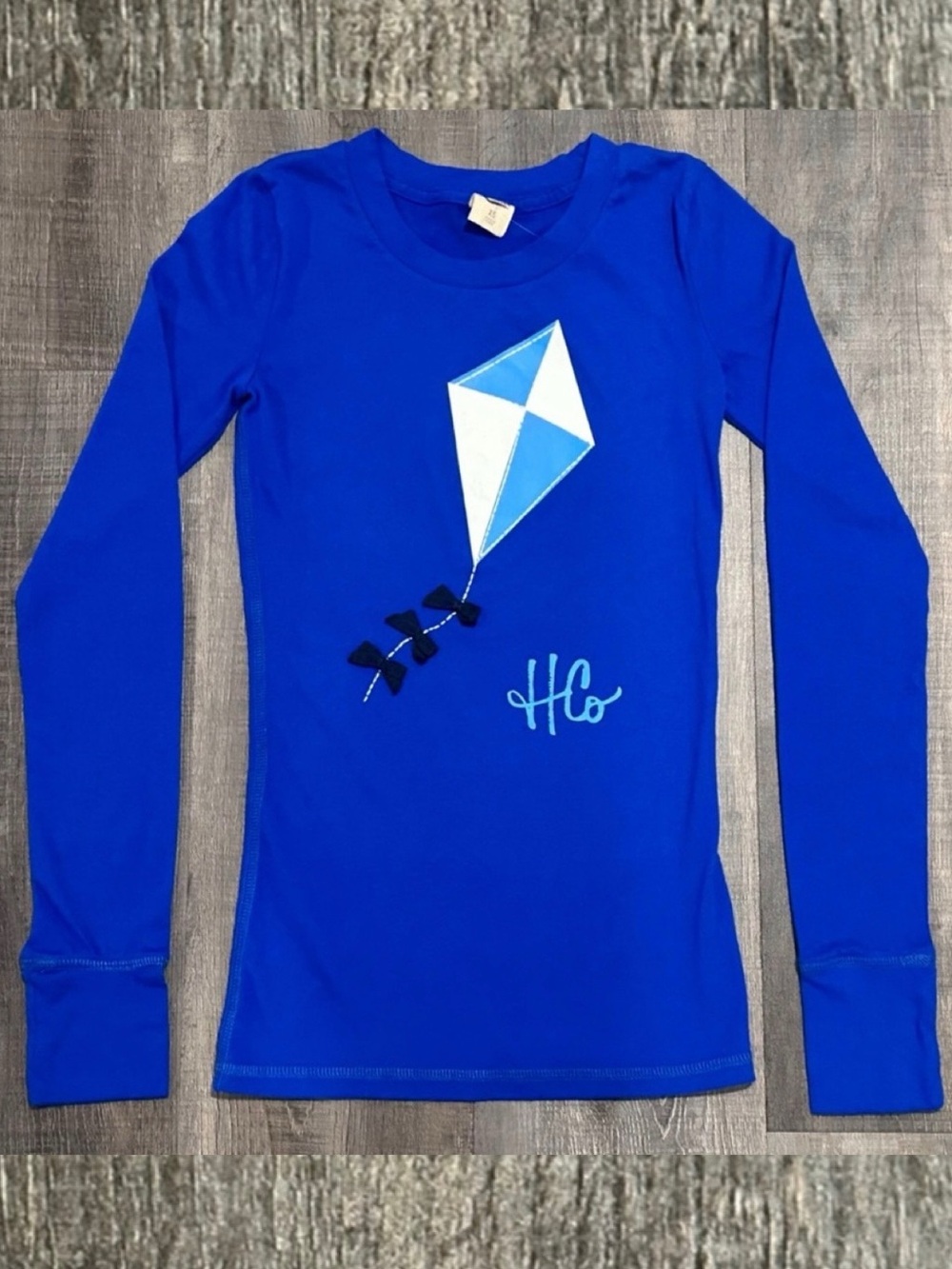 New Hollister Women’s Size XS Blue Long Sleeve Kite Tee with Bows